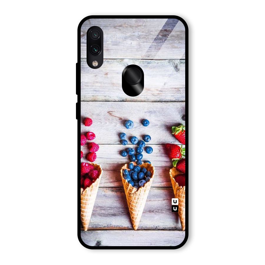 Cone Fruits Design Glass Back Case for Redmi Note 7