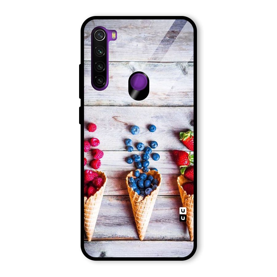 Cone Fruits Design Glass Back Case for Redmi Note 8
