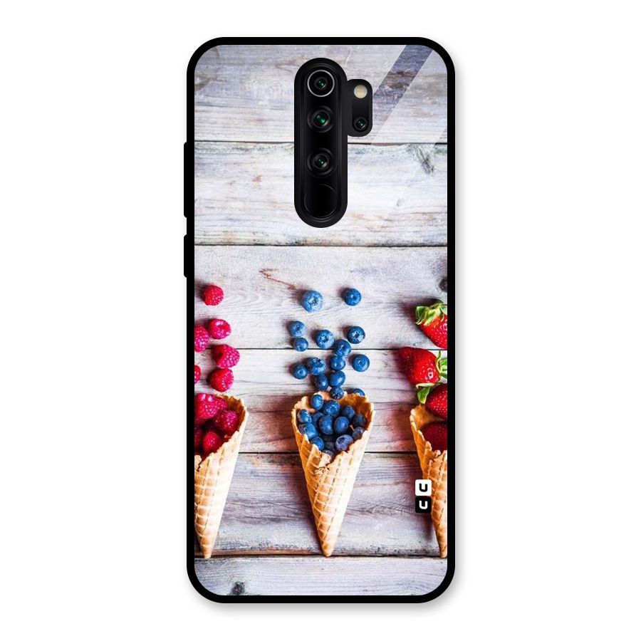 Cone Fruits Design Glass Back Case for Redmi Note 8 Pro