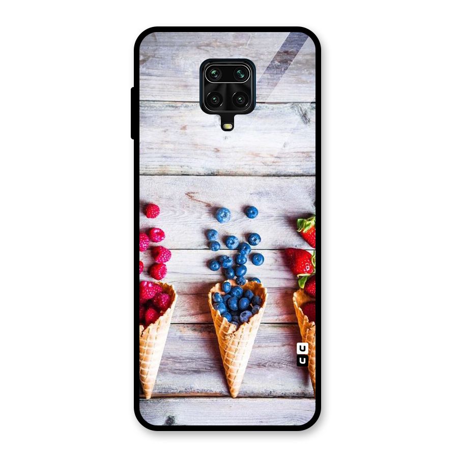 Cone Fruits Design Glass Back Case for Redmi Note 9 Pro