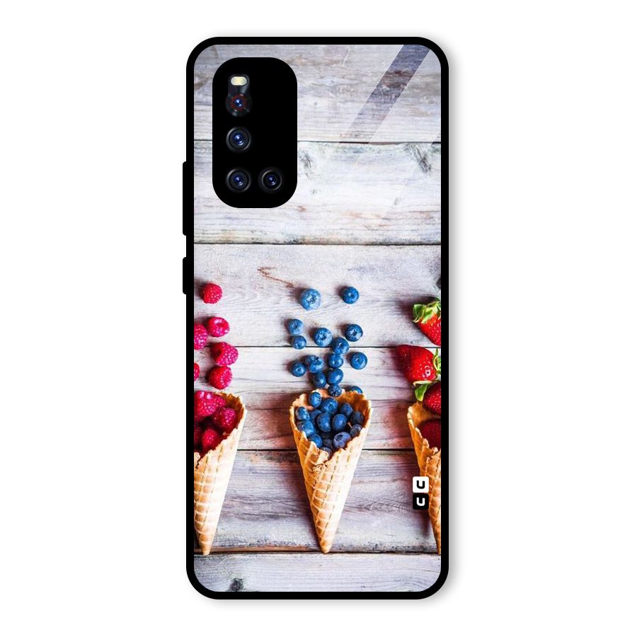 Cone Fruits Design Glass Back Case for Vivo V19