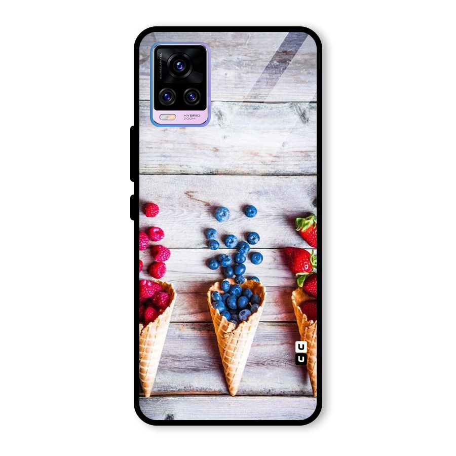 Cone Fruits Design Glass Back Case for Vivo V20 Pro