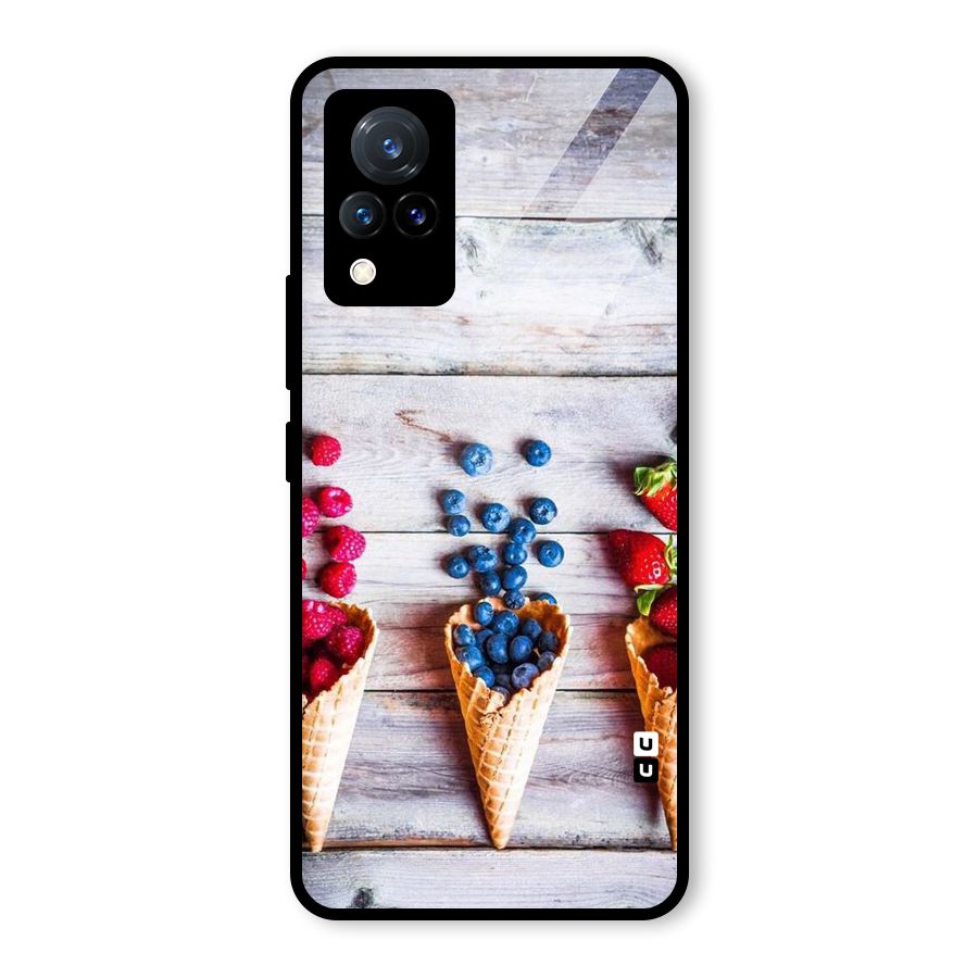 Cone Fruits Design Glass Back Case for Vivo V21 5G