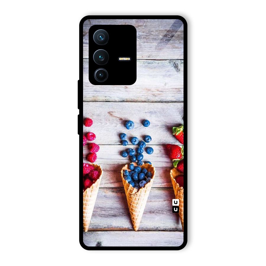 Cone Fruits Design Glass Back Case for Vivo V23 Pro