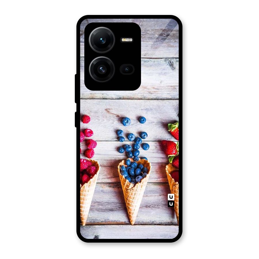 Cone Fruits Design Glass Back Case for Vivo V25