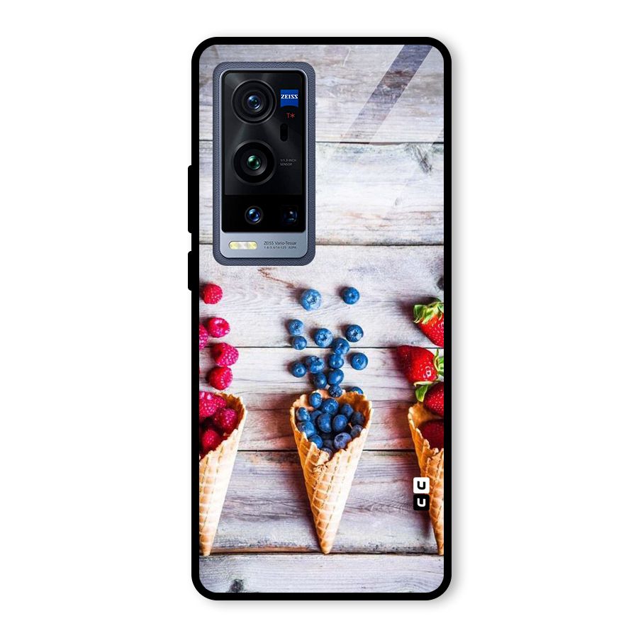 Cone Fruits Design Glass Back Case for Vivo X60 Pro Plus
