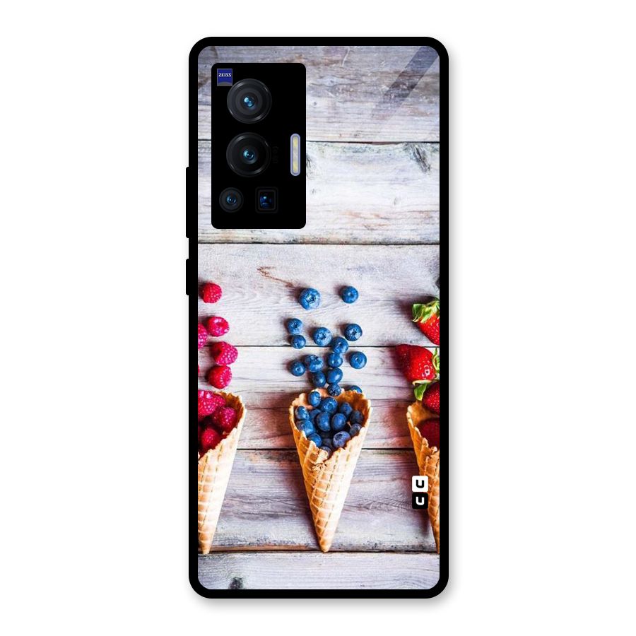 Cone Fruits Design Glass Back Case for Vivo X70 Pro