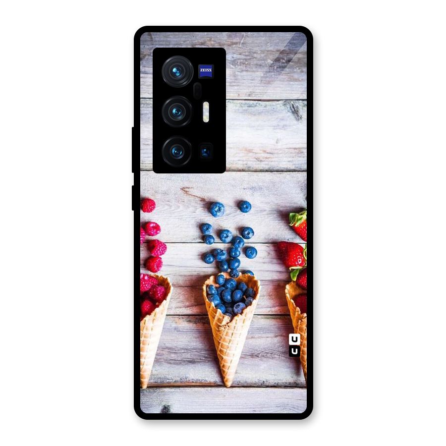 Cone Fruits Design Glass Back Case for Vivo X70 Pro Plus