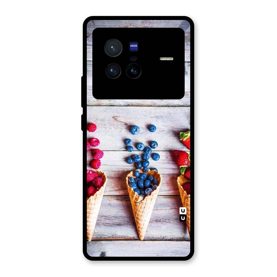 Cone Fruits Design Glass Back Case for Vivo X80
