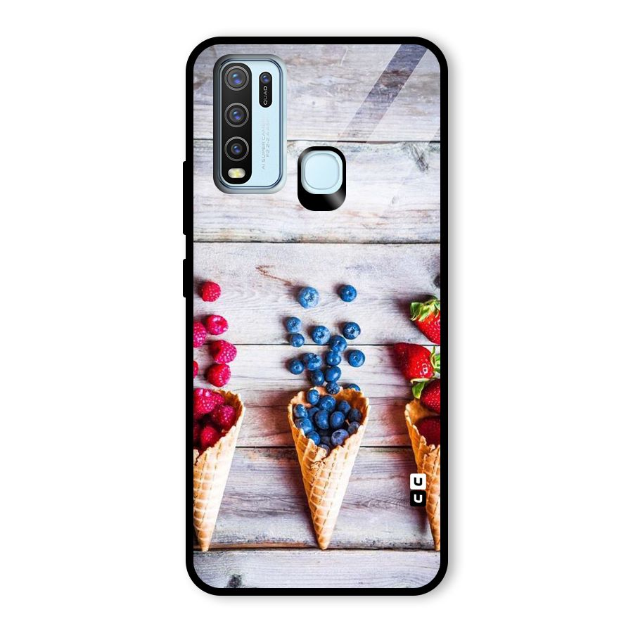 Cone Fruits Design Glass Back Case for Vivo Y50