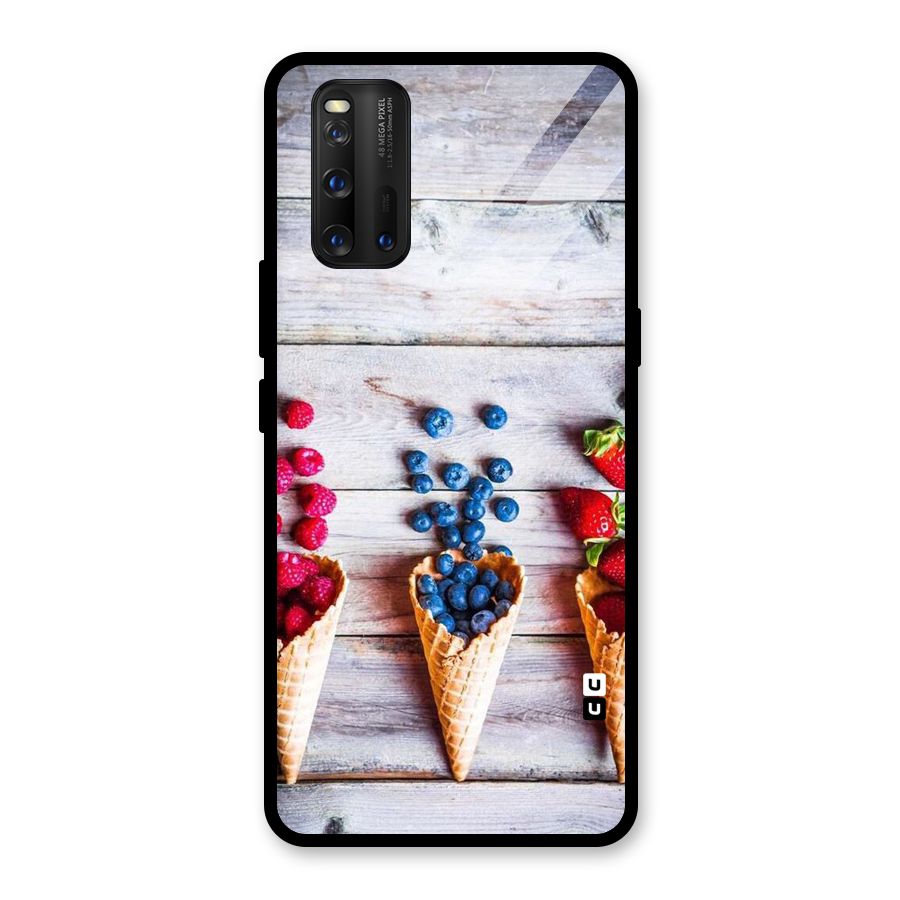 Cone Fruits Design Glass Back Case for Vivo iQOO 3