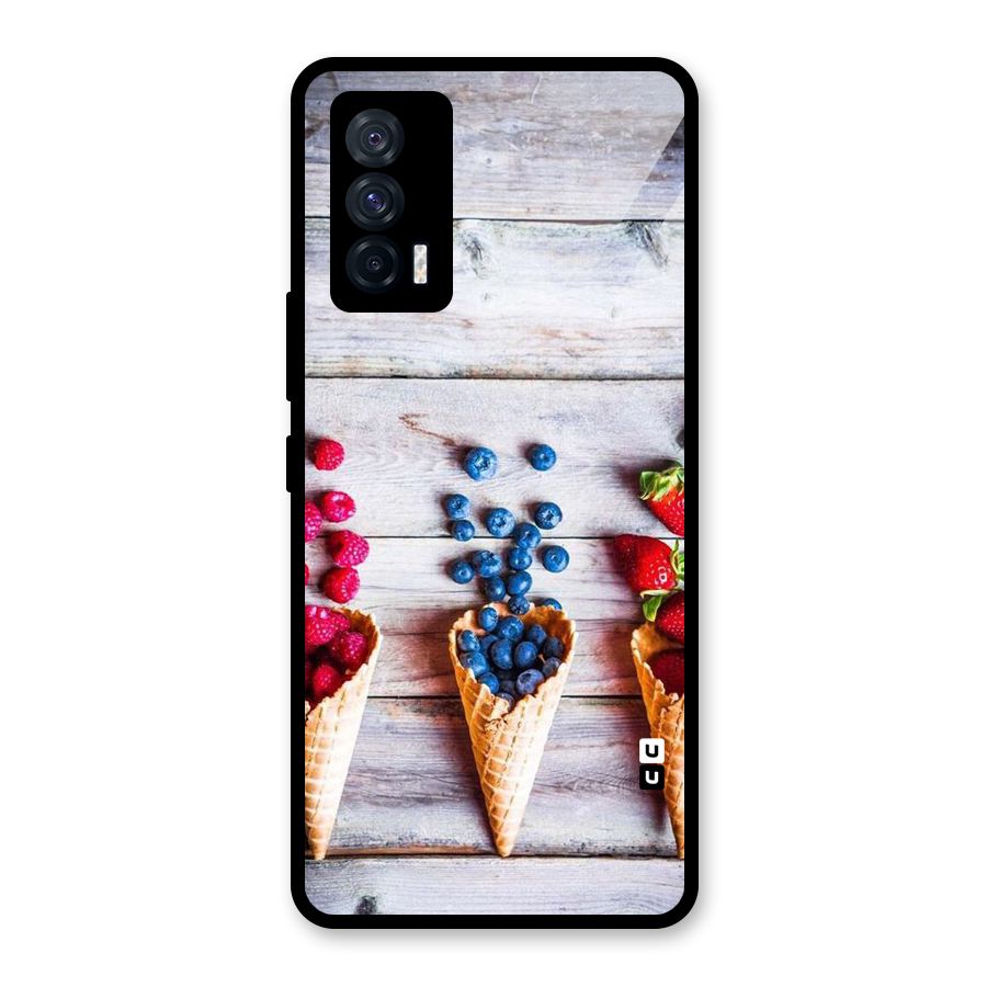 Cone Fruits Design Glass Back Case for Vivo iQOO 7 5G