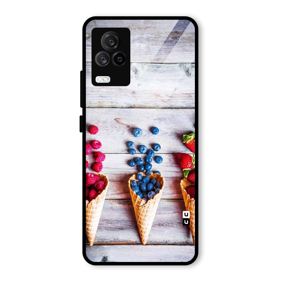 Cone Fruits Design Glass Back Case for Vivo iQOO 7 Legend 5G