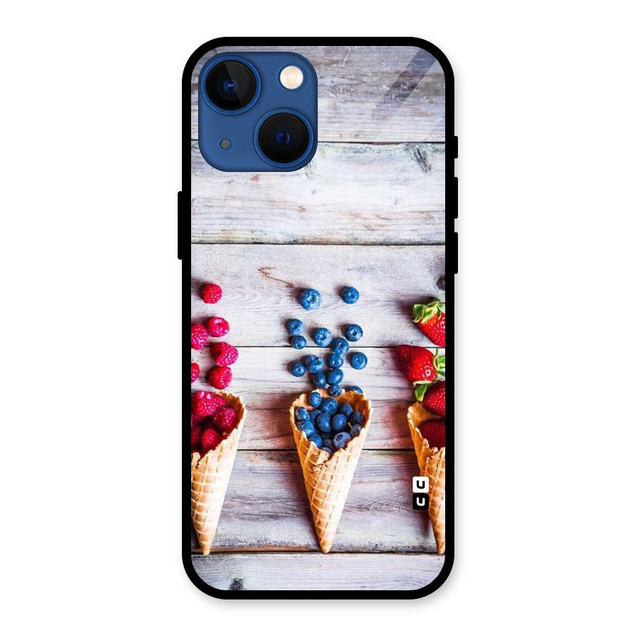 Cone Fruits Design Glass Back Case for iPhone 13 Mini