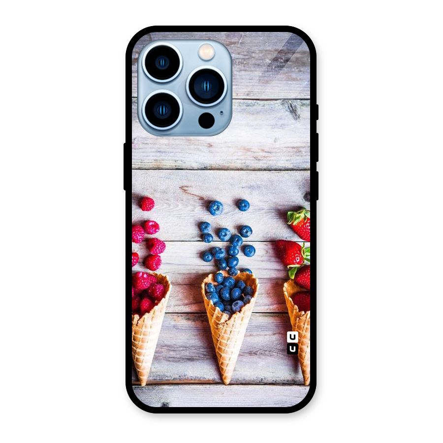 Cone Fruits Design Glass Back Case for iPhone 13 Pro