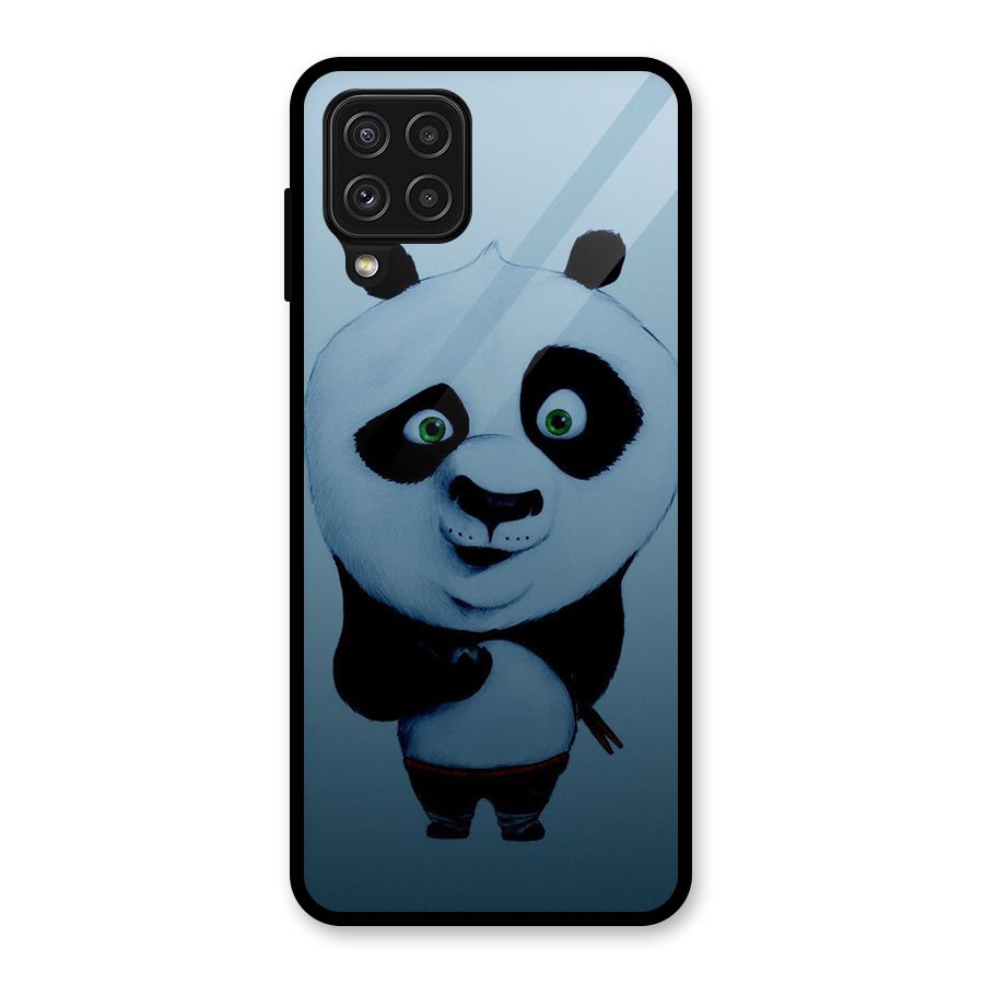 Confused Cute Panda Glass Back Case for Galaxy A22 4G