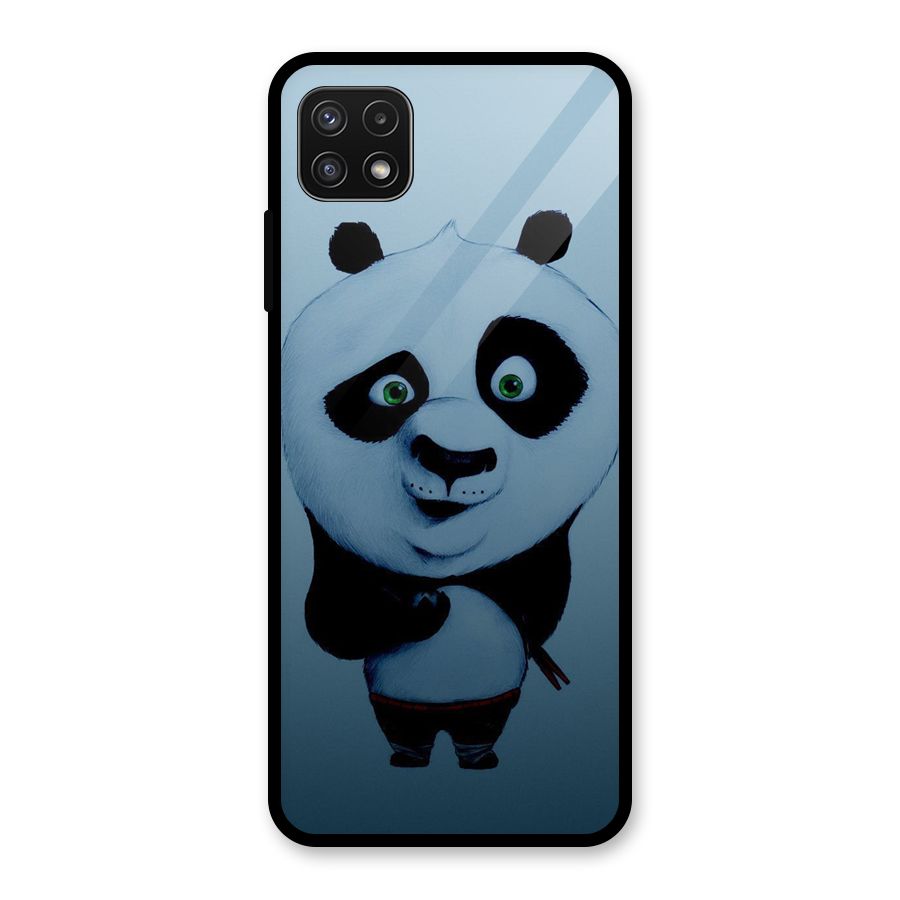 Confused Cute Panda Glass Back Case for Galaxy A22 5G