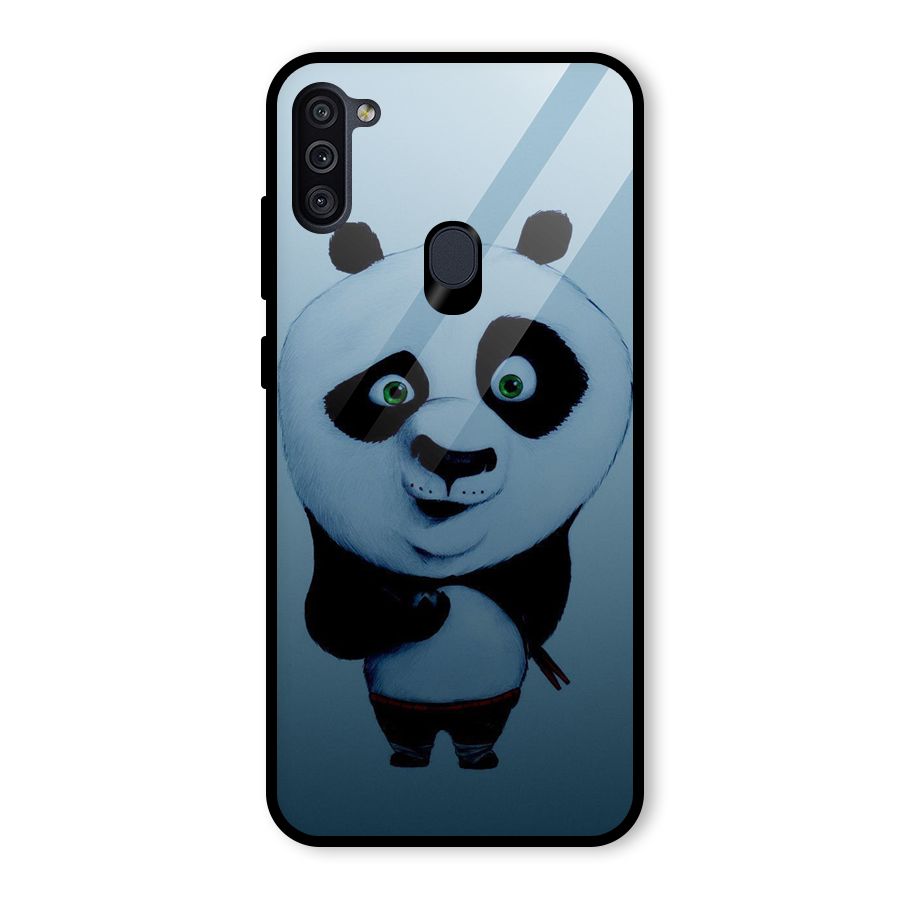 Confused Cute Panda Glass Back Case for Galaxy M11