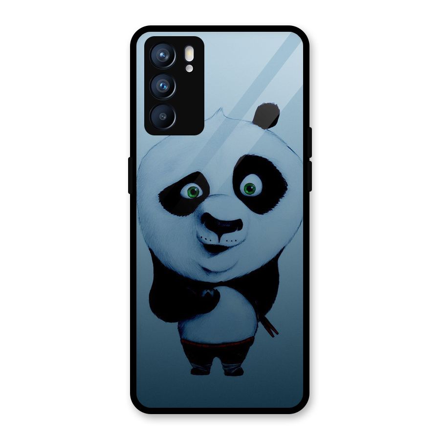 Confused Cute Panda Glass Back Case for Oppo Reno6 5G
