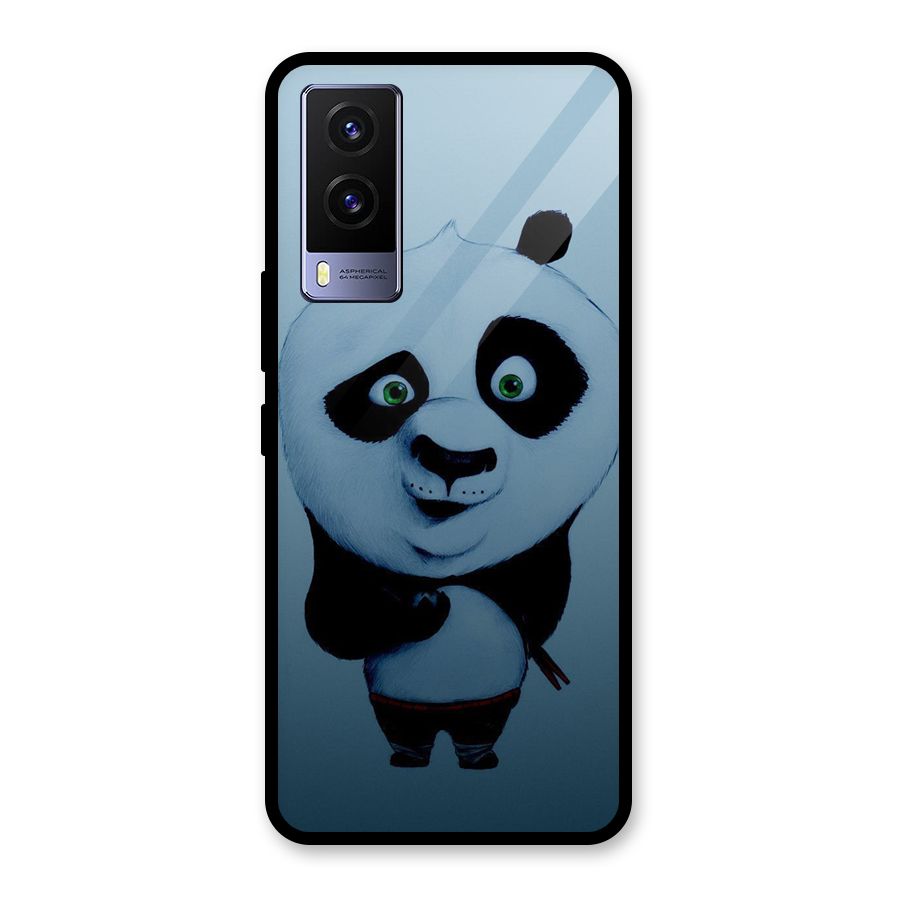 Confused Cute Panda Glass Back Case for Vivo V21e 5G