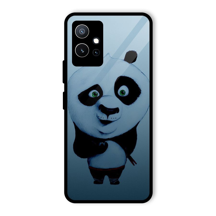 Confused Cute Panda Glass Back Case for Vivo Y75 5G