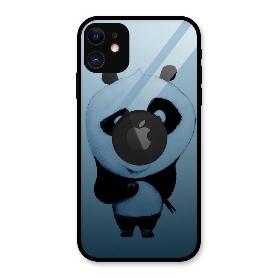 Confused Cute Panda Glass Back Case for iPhone 11 Logo Cut