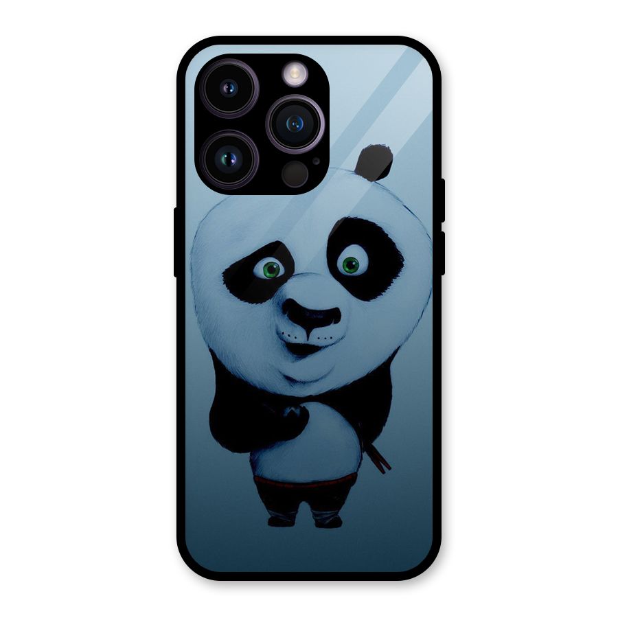 Confused Cute Panda Glass Back Case for iPhone 14 Pro