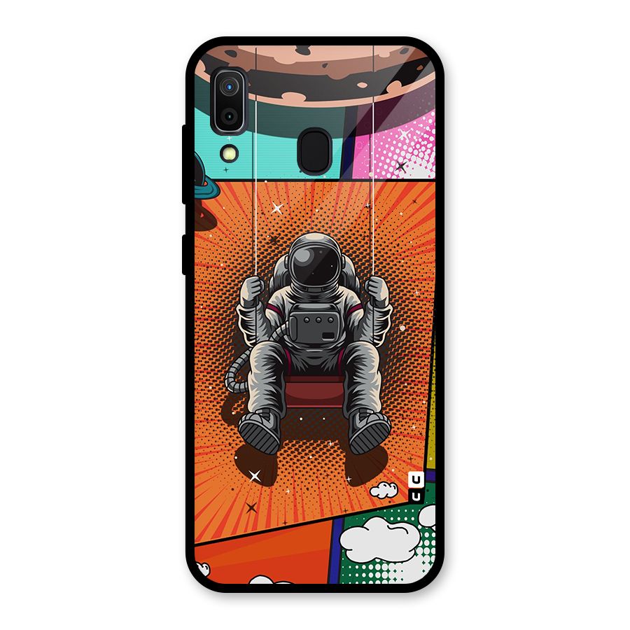 Cool Astraunaut Comic Swing Glass Back Case for Galaxy A30