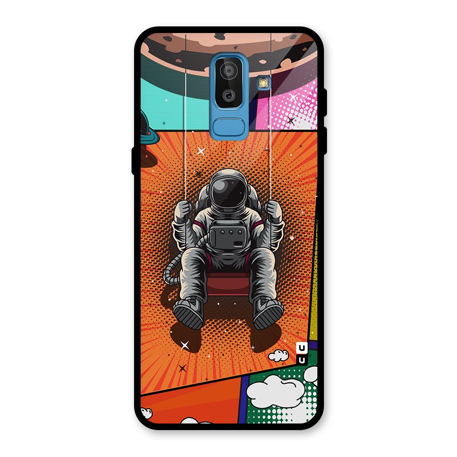 Cool Astraunaut Comic Swing Glass Back Case for Galaxy J8