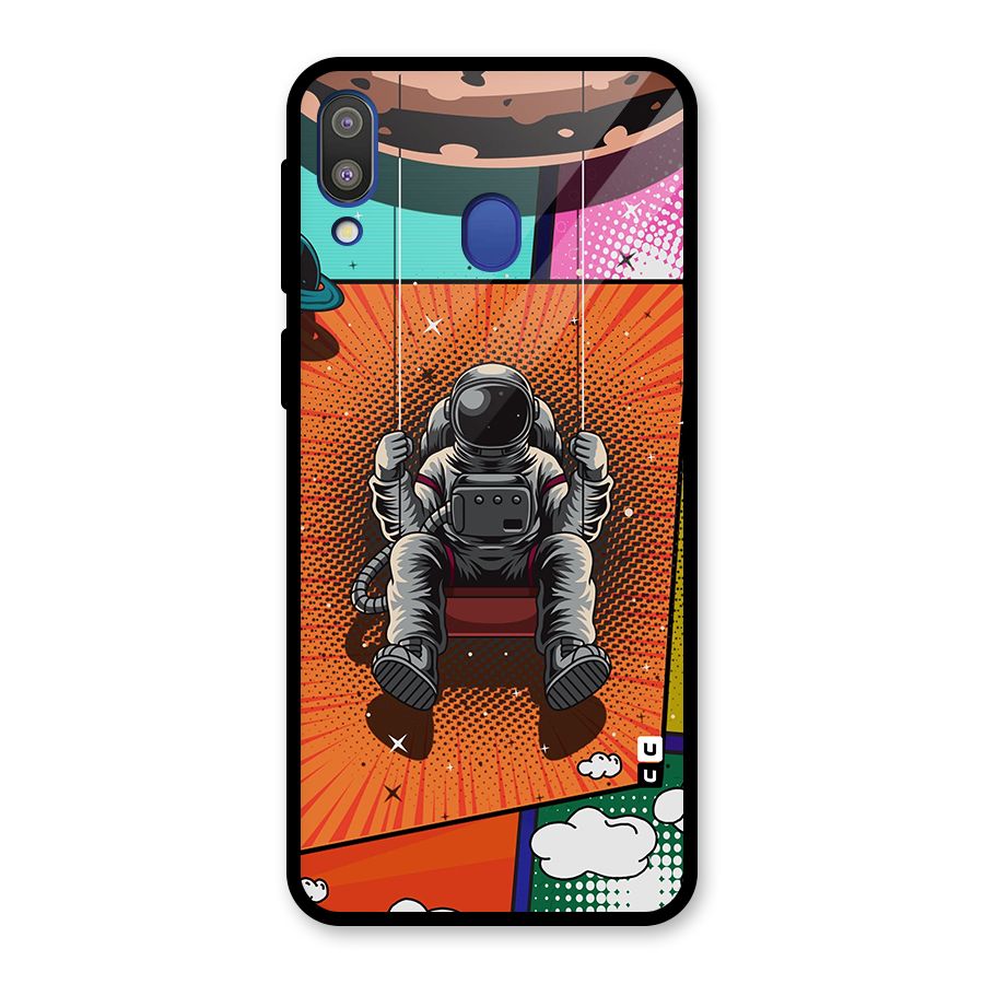 Cool Astraunaut Comic Swing Glass Back Case for Galaxy M20