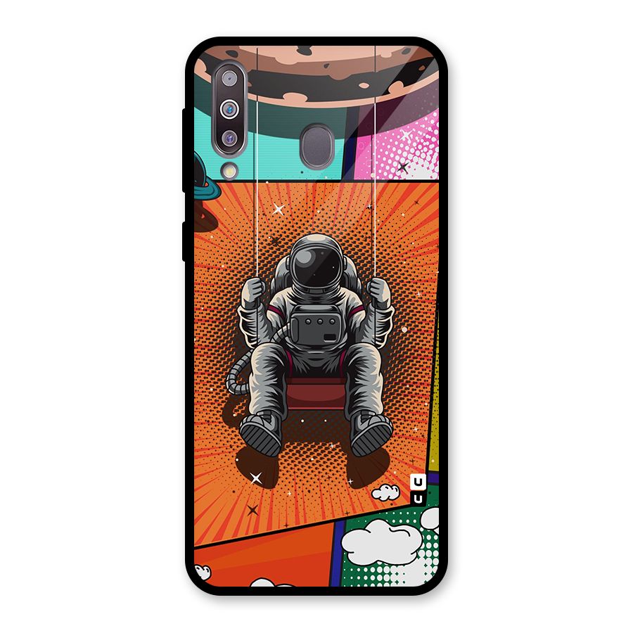 Cool Astraunaut Comic Swing Glass Back Case for Galaxy M30