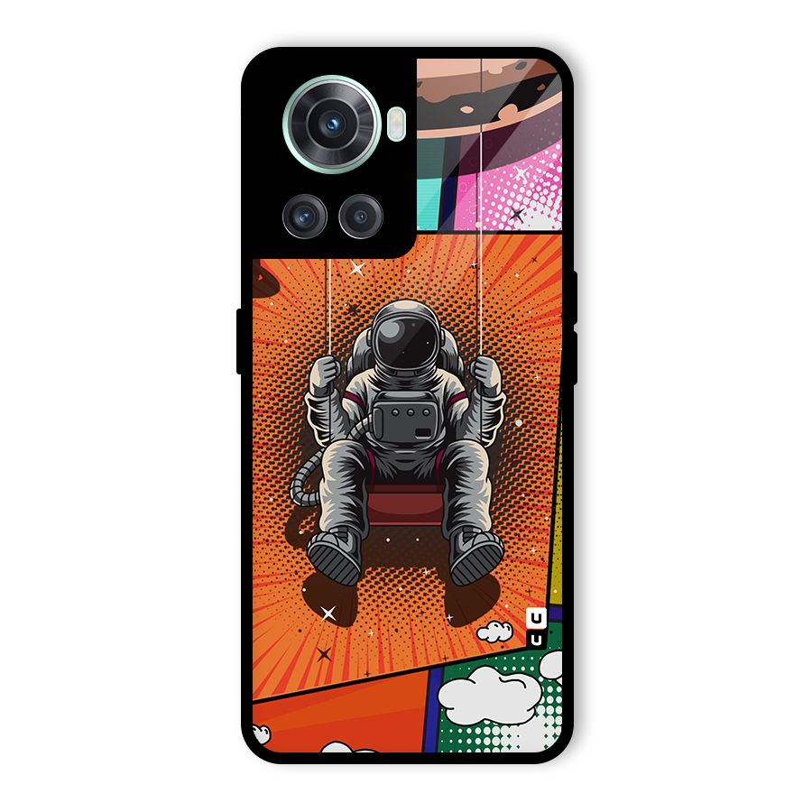 Cool Astraunaut Comic Swing Glass Back Case for OnePlus 10R