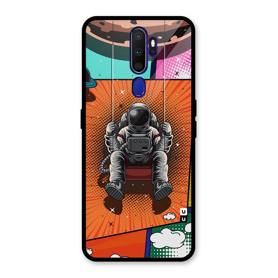 Cool Astraunaut Comic Swing Glass Back Case for Oppo A9 (2020)