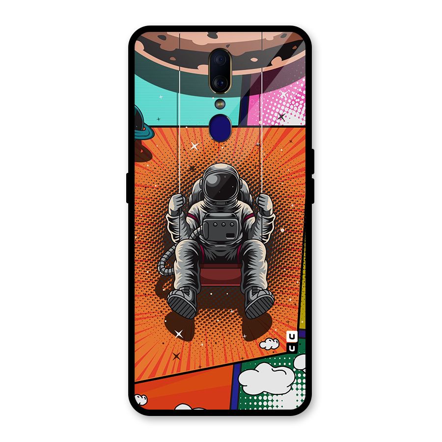 Cool Astraunaut Comic Swing Glass Back Case for Oppo F11