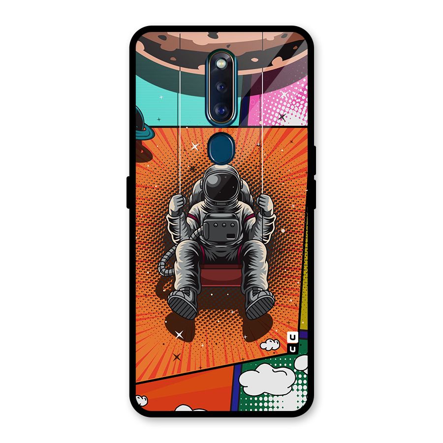 Cool Astraunaut Comic Swing Glass Back Case for Oppo F11 Pro
