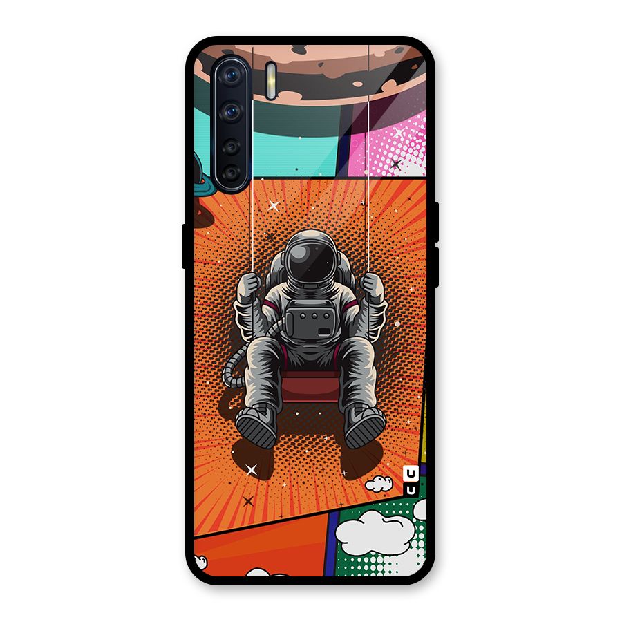 Cool Astraunaut Comic Swing Glass Back Case for Oppo F15
