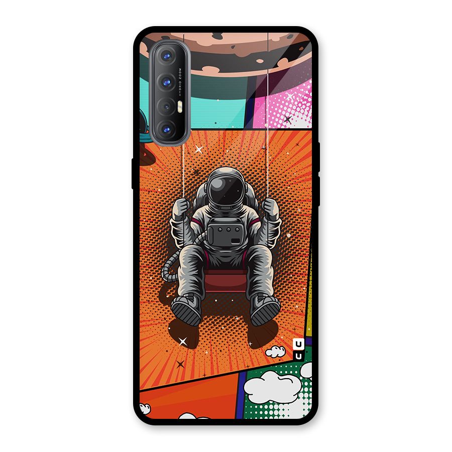 Cool Astraunaut Comic Swing Glass Back Case for Oppo Reno3 Pro