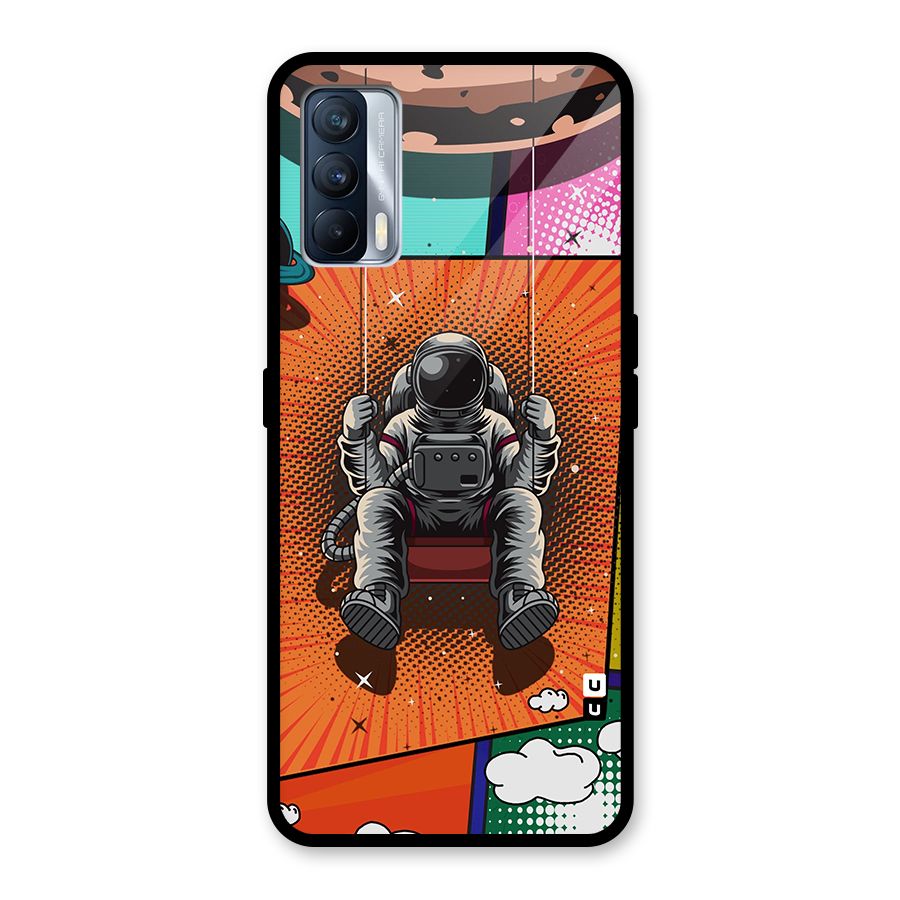 Cool Astraunaut Comic Swing Glass Back Case for Realme X7