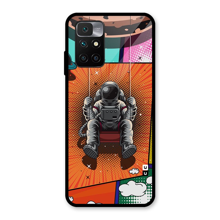 Cool Astraunaut Comic Swing Glass Back Case for Redmi 10 Prime