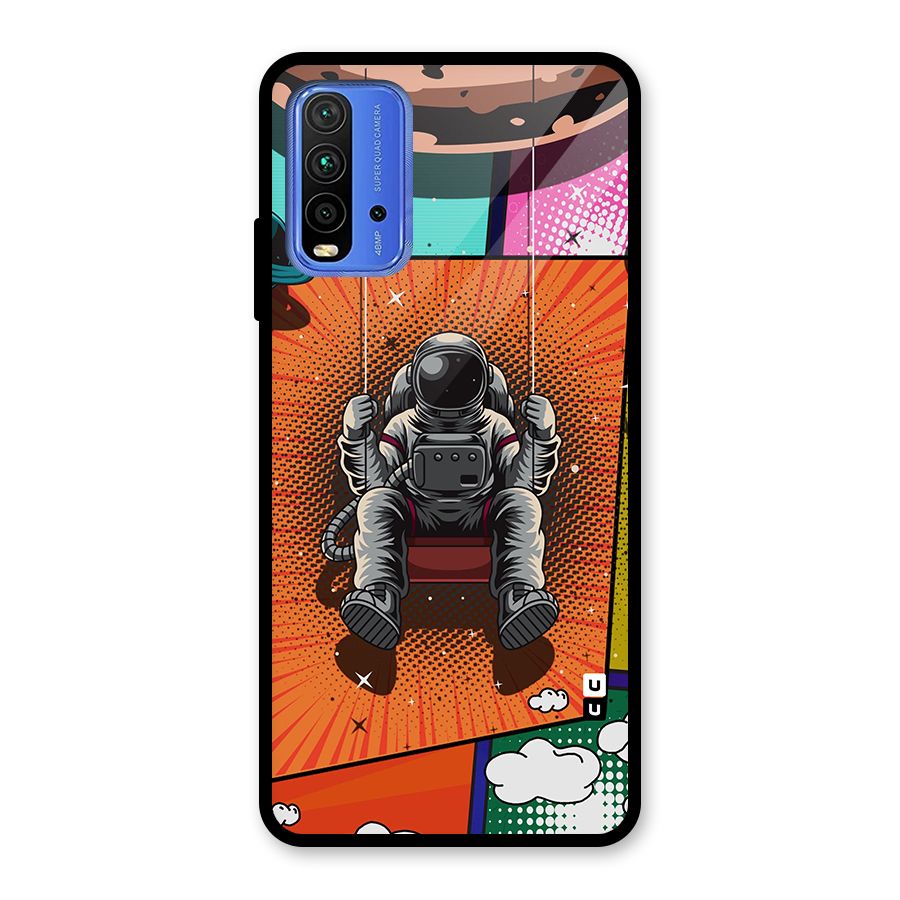 Cool Astraunaut Comic Swing Glass Back Case for Redmi 9 Power
