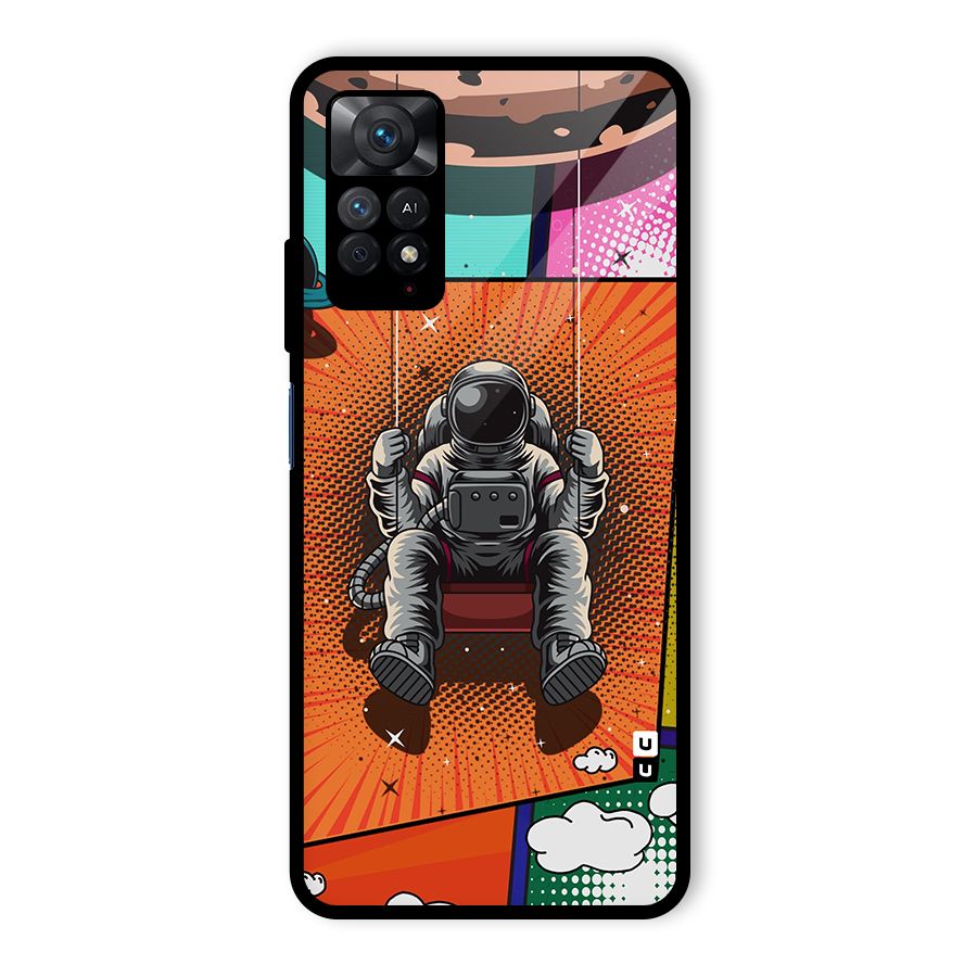 Cool Astraunaut Comic Swing Glass Back Case for Redmi Note 11 Pro