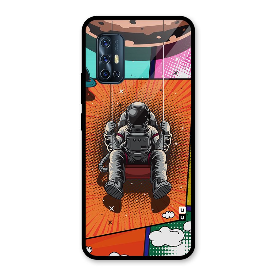 Cool Astraunaut Comic Swing Glass Back Case for Vivo V17
