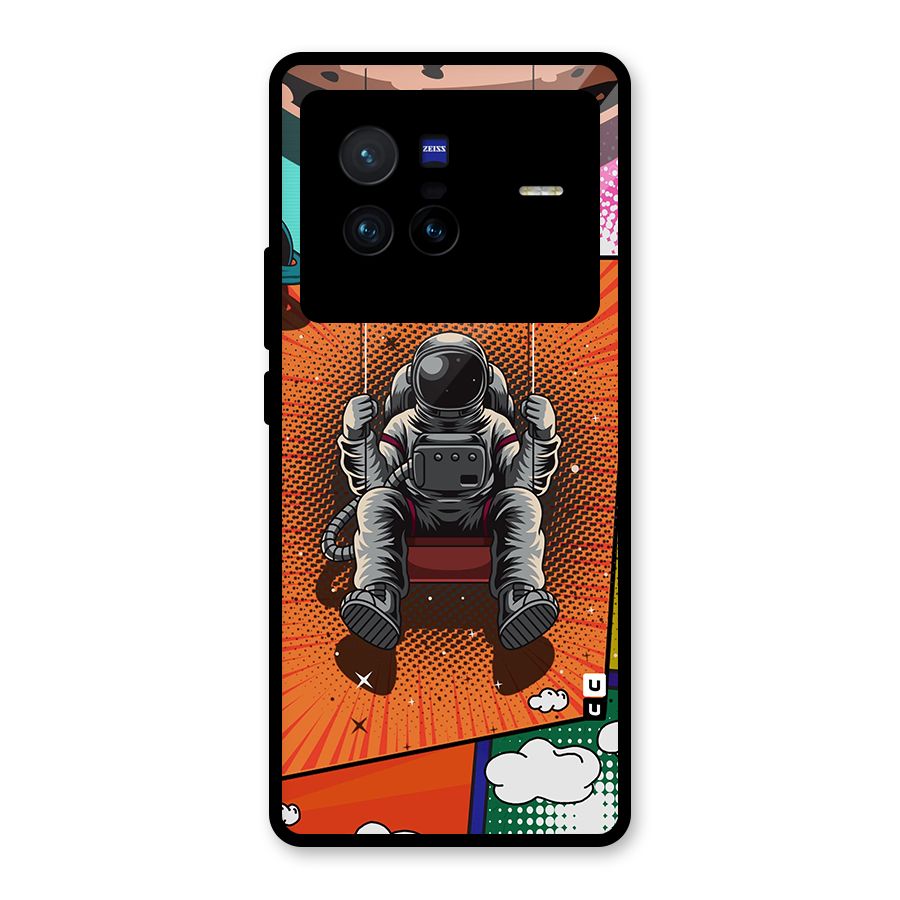 Cool Astraunaut Comic Swing Glass Back Case for Vivo X80