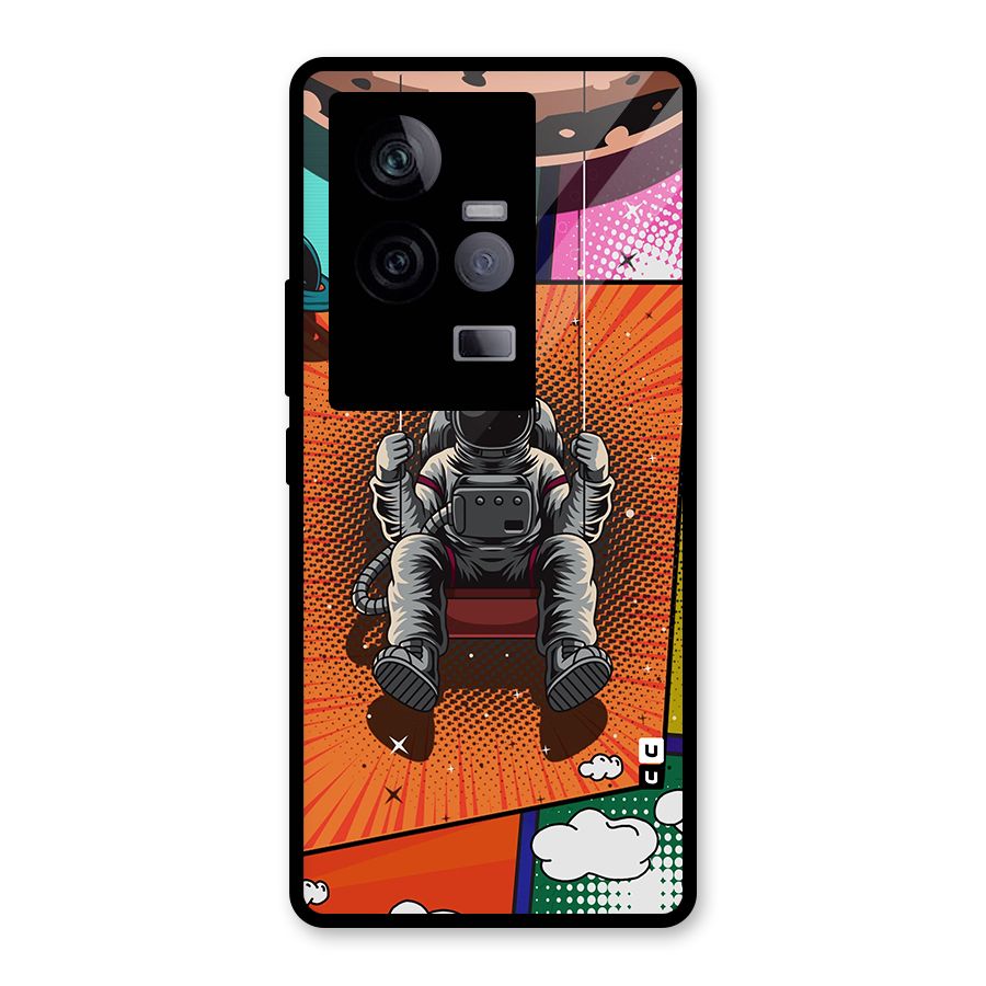 Cool Astraunaut Comic Swing Glass Back Case for Vivo iQOO 11 5G
