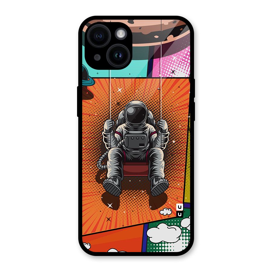 Cool Astraunaut Comic Swing Glass Back Case for iPhone 14