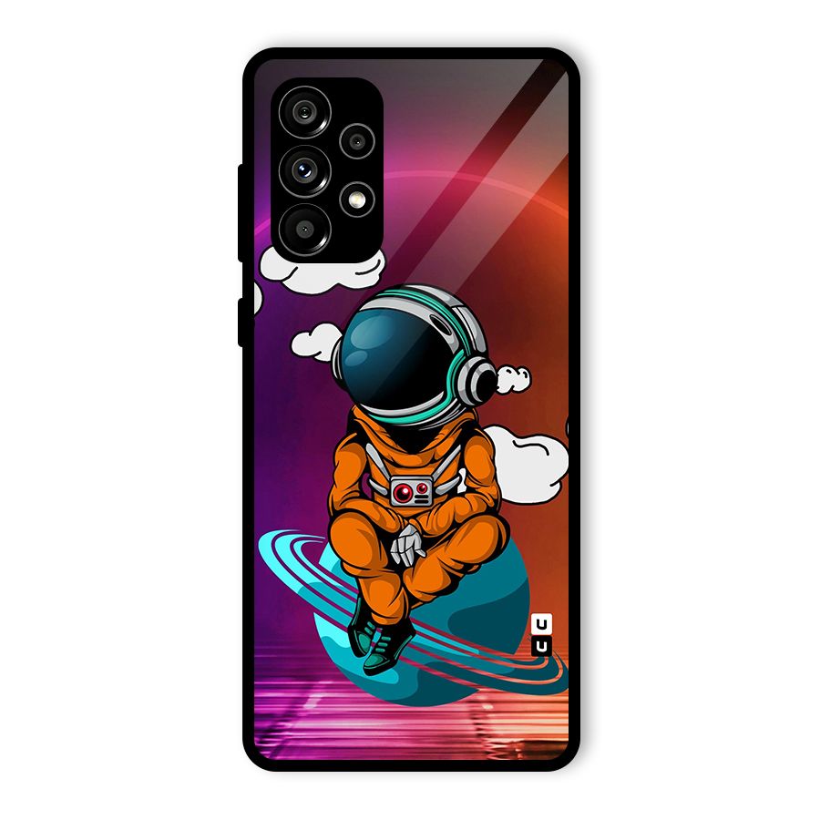 Cool Astraunaut Relaxing Glass Back Case for Galaxy A73 5G
