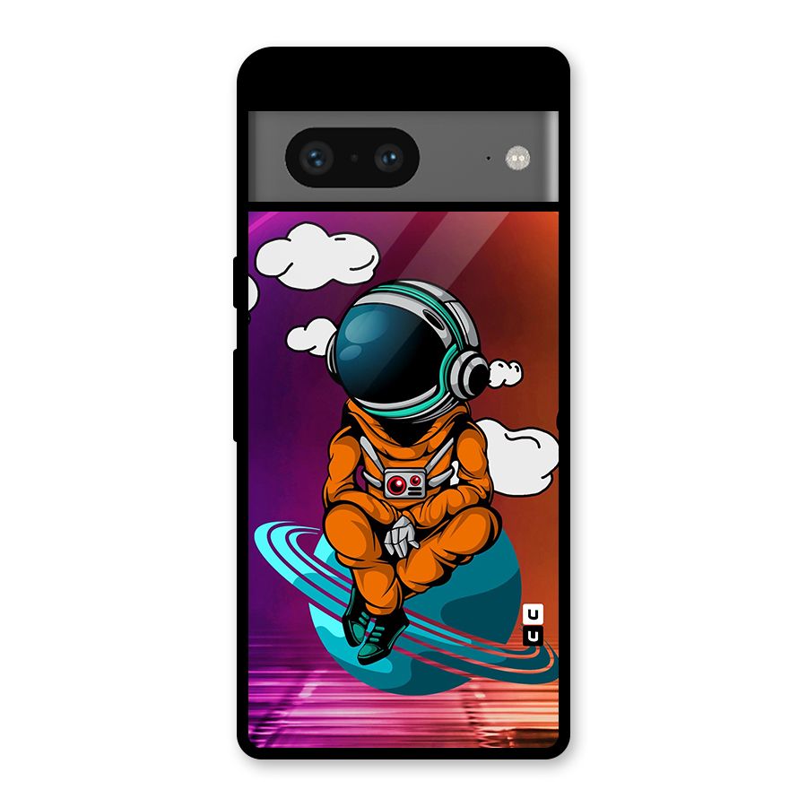 Cool Astraunaut Relaxing Glass Back Case for Google Pixel 7