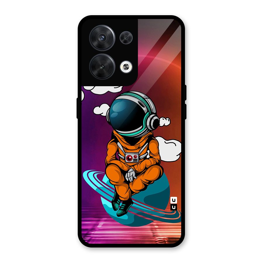 Cool Astraunaut Relaxing Glass Back Case for Oppo Reno8 5G