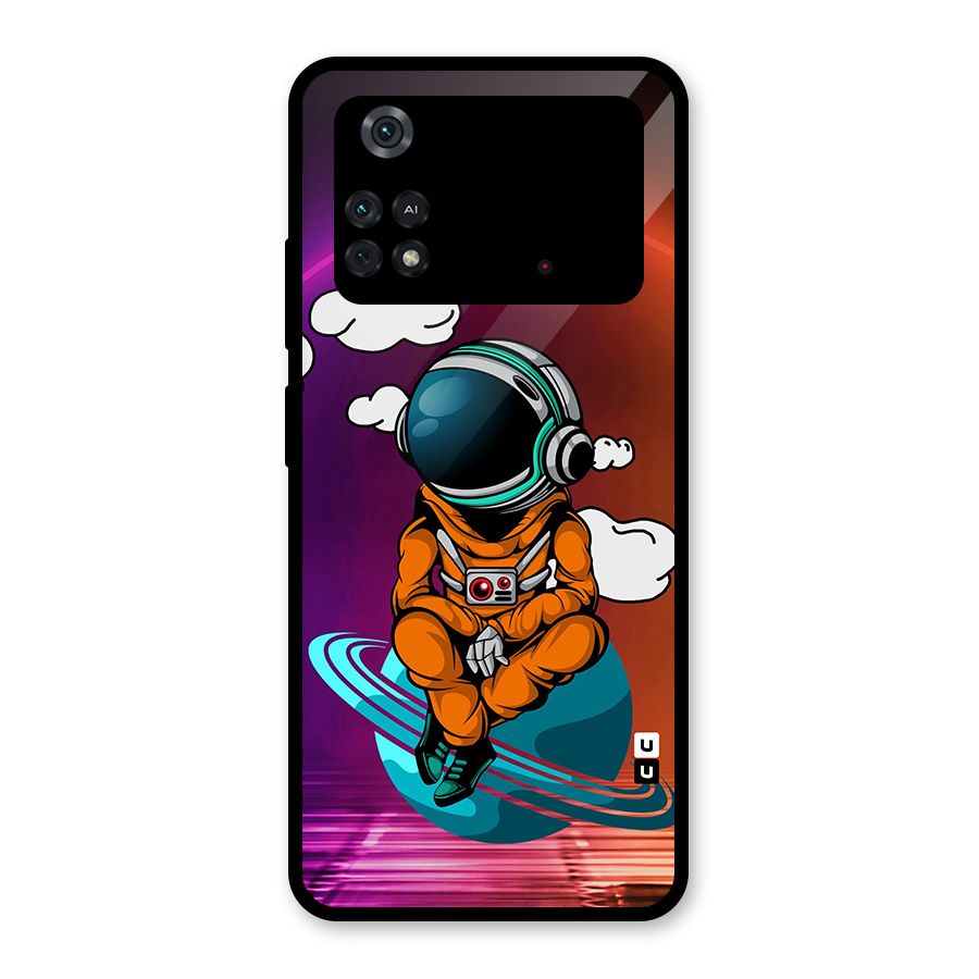 Cool Astraunaut Relaxing Glass Back Case for Poco M4 Pro 4G