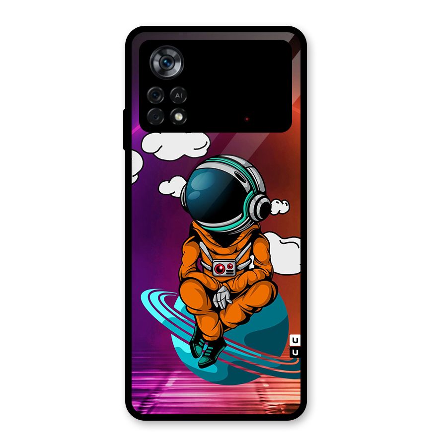 Cool Astraunaut Relaxing Glass Back Case for Poco X4 Pro 5G